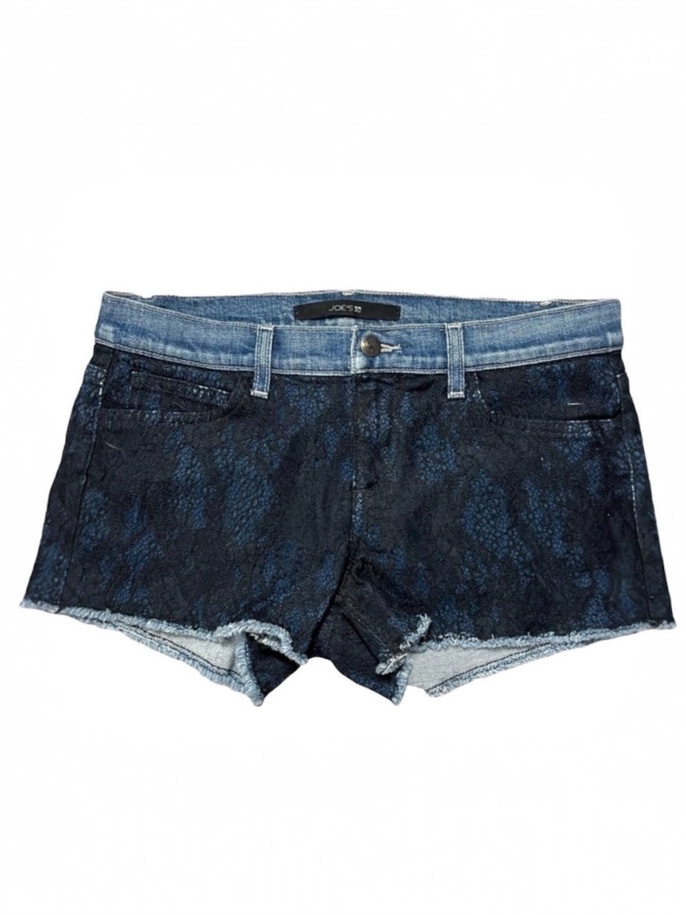 Joe's Jeans Dark Blue Black Lace-Overlay Denim Shorts